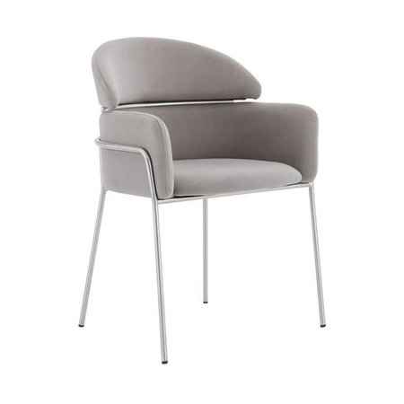 ARMEN LIVING Armen Living LCPTSIGREY Portia Dining Room Chairs; Gray Velvet & Brushed Stainless Steel - Set of 2 LCPTSIGREY